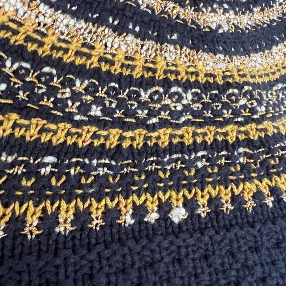 The Reeds x J. Crew Navy Cotton Blend Fair Isle Style Sweater. Size S. - Picture 3 of 6